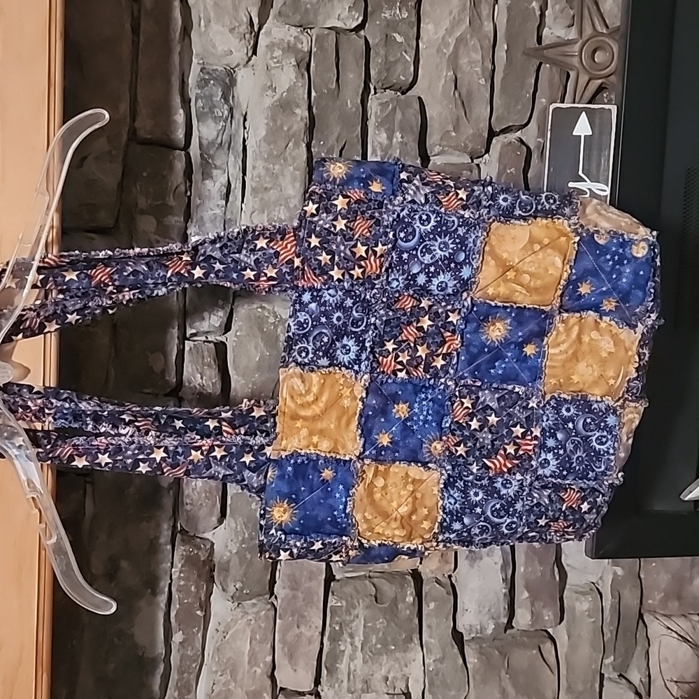 HANDCRAFTED STAR PATRIOTIC reversible TOTE BAG